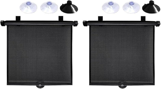 2PCS Car Windshield Sunshade for Baby, 18"×15" Retractable Car Window Sun Shade Protection Cover with Suction Cups, Auto Side Window Shades for Blocking Heat & UV Rays Glare (Black)