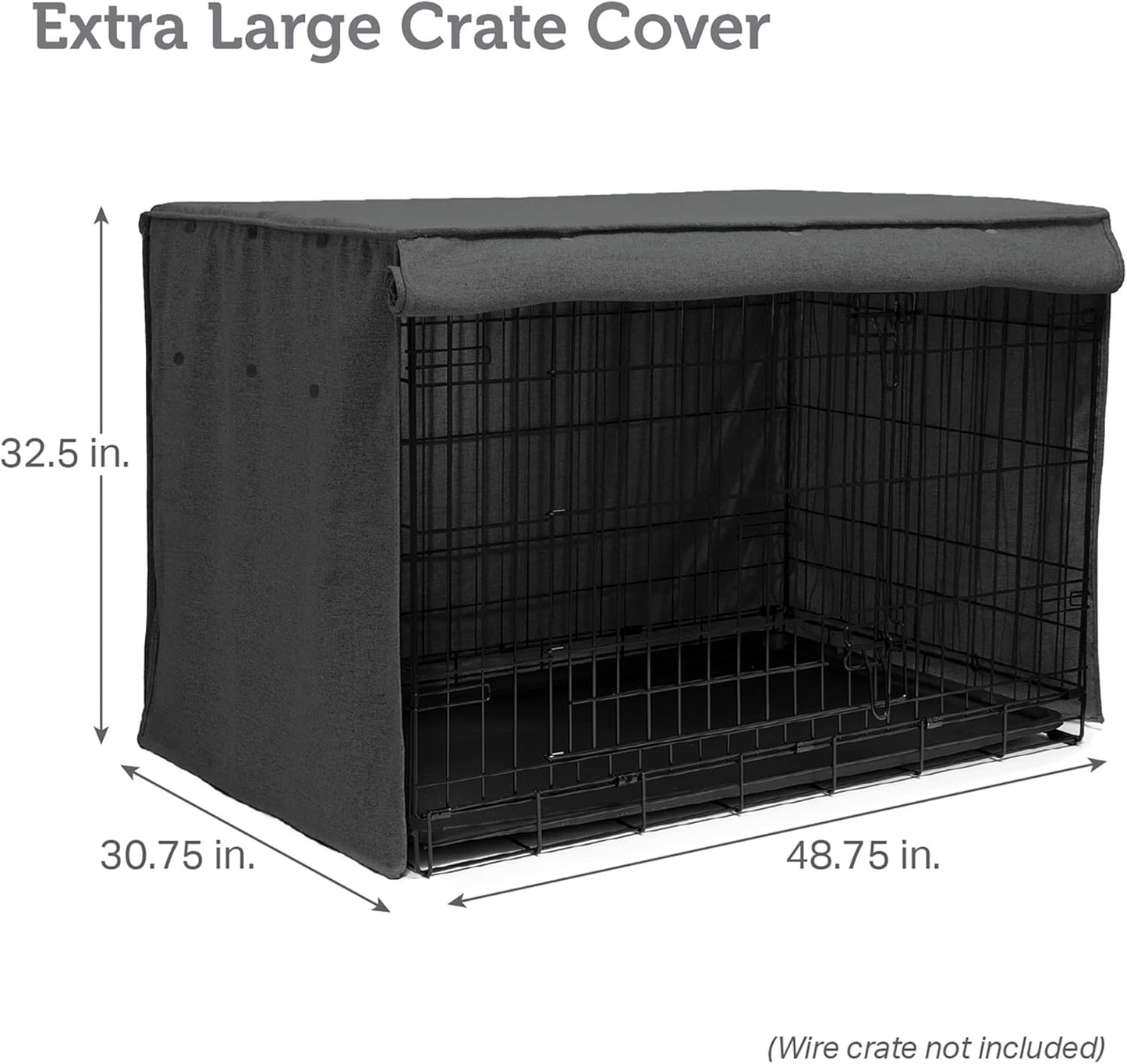 Friends Forever Metal Dog Crate Cover 48 Inch W/Light Blocking Protective Curtain, Dog Cage Cover W/Roller Shades, Machine Washable, Trucker Black