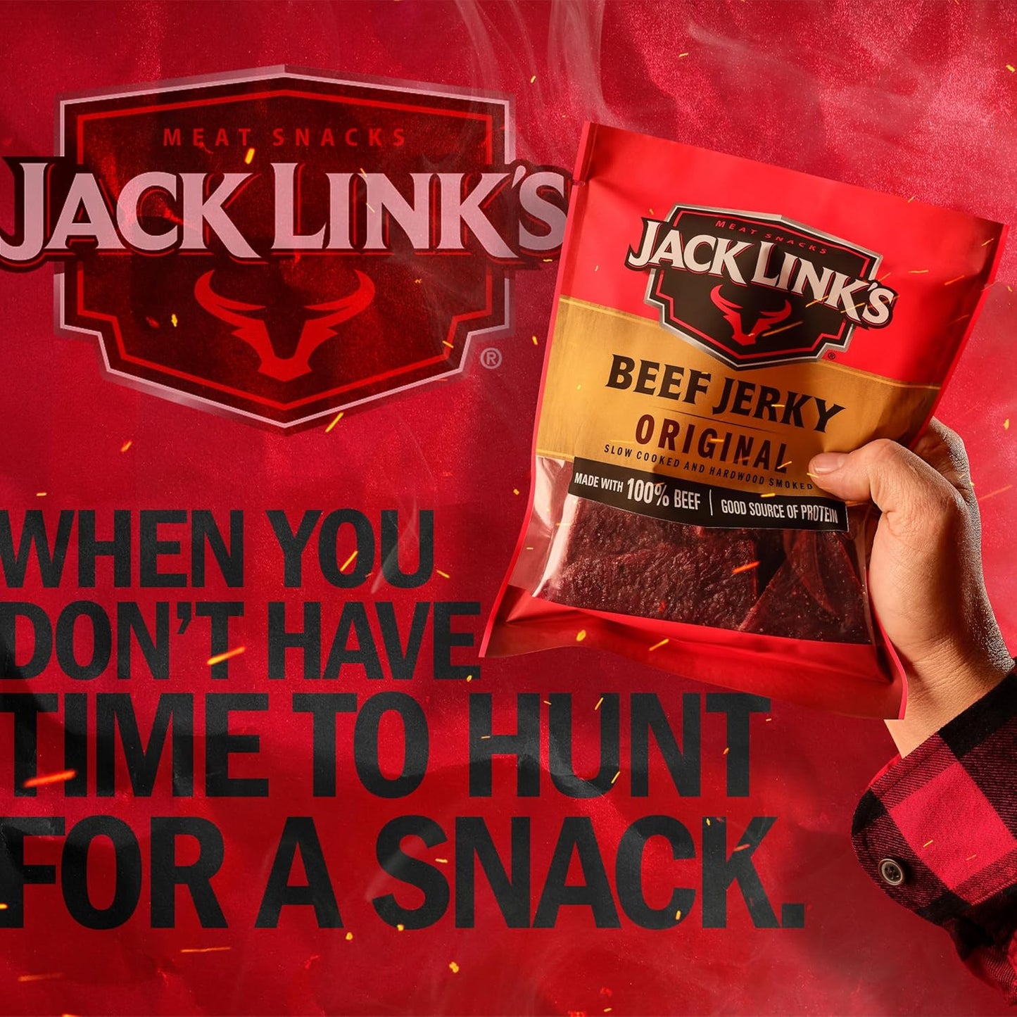 Jack Link'S Beef Jerky Half Pounder - Original - Made with 100% Real Beef - Ready to Eat Real Meat Protein Snacks - 10G Protein per Serving - 8 Oz Large Jerky Bag
