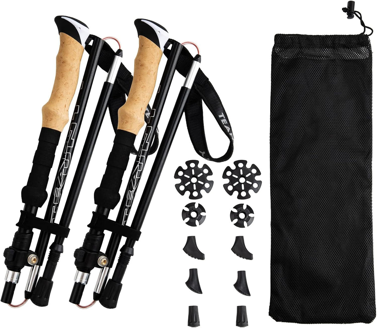Night Cat Trekking Poles Hiking - Walking Sticks 2 Packs Aluminum 7075 Lightweight Foldable Collapsible Adjustable Extendable Backpacking Mountaineering Climbing