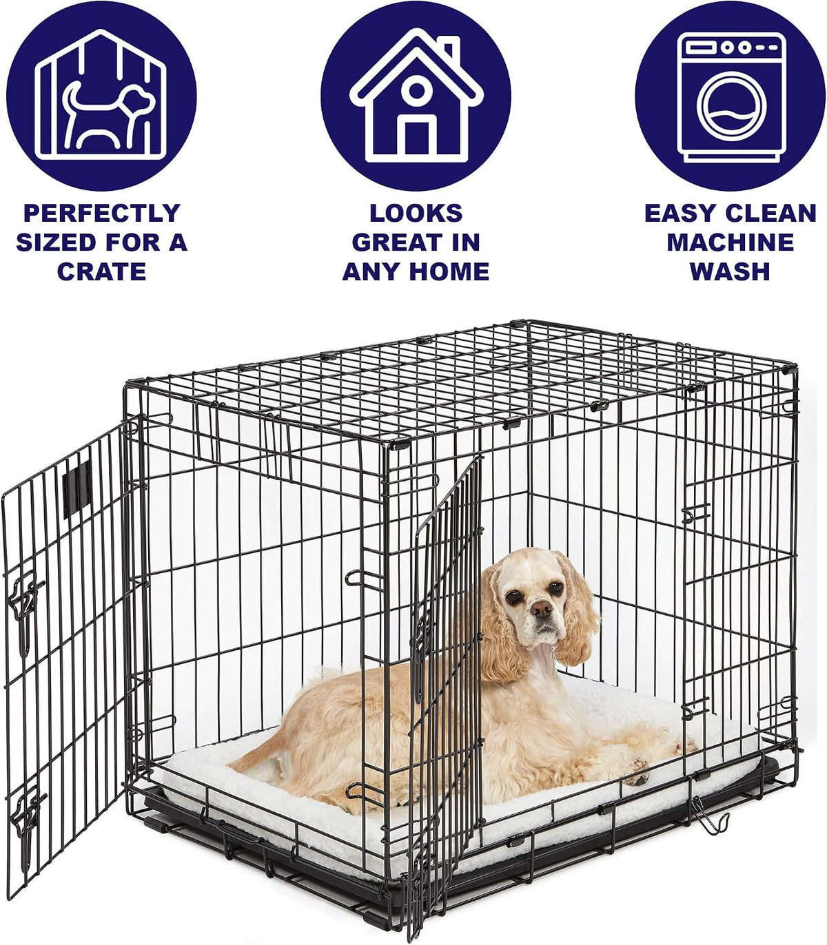 Midwest Homes for Pets Quiettime XXS Dog Bed - White Fleece Bolster, Ultra-Soft and Machine Washable, Fits 18-Inch Crates and Carriers, for Small Dogs and Cats