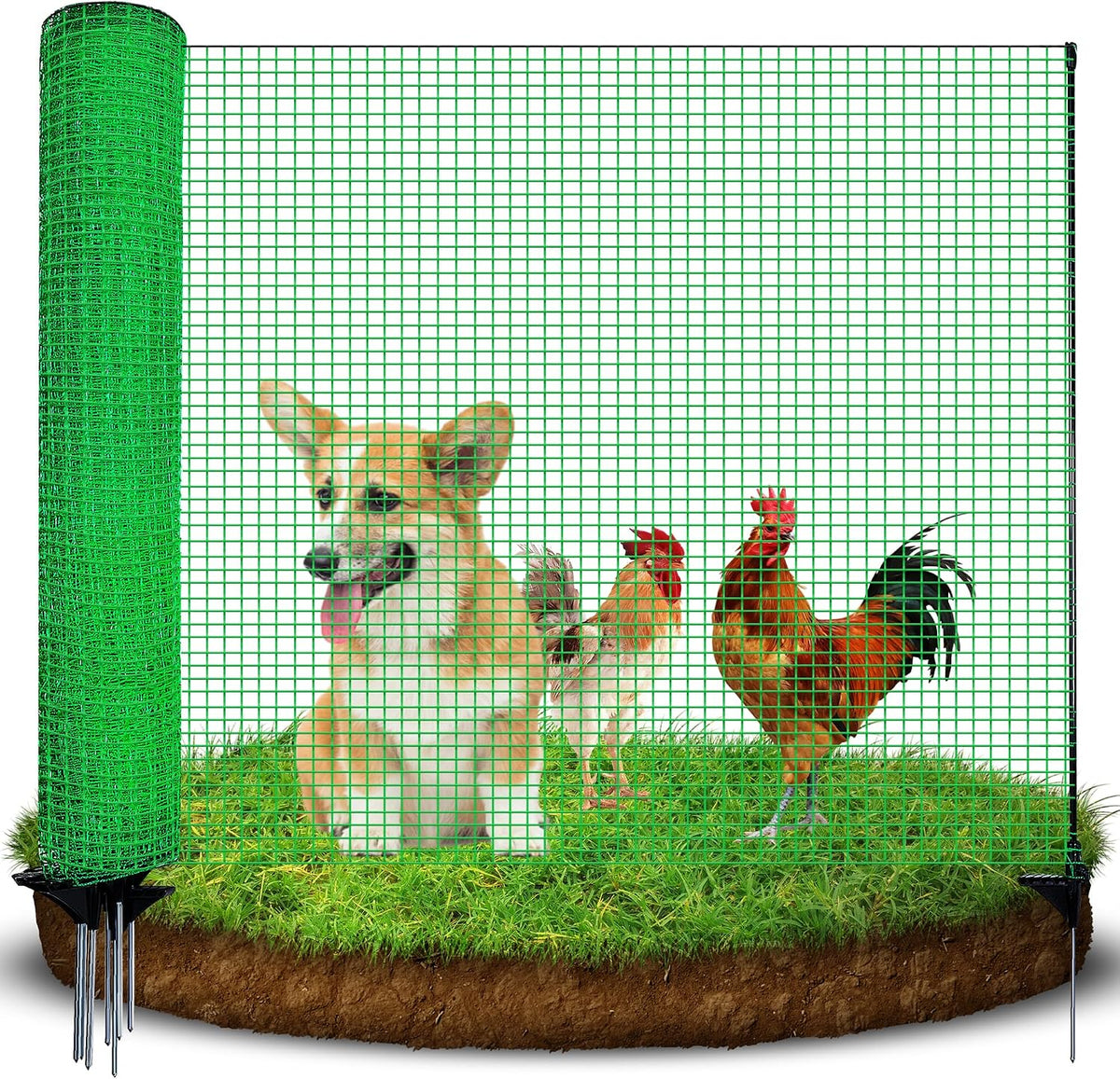 3'X50' Temporary Fence with Posts, Portable Dog Fence Outdoor for Yard