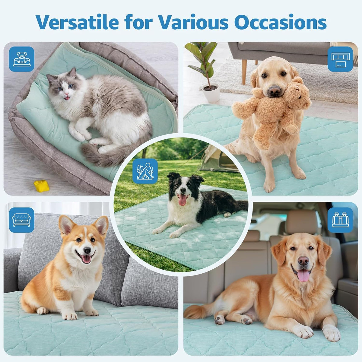 LOOBANI Dog Cooling Mat for Large Dogs - 40" X 28" Cooling Mat for Pet with Anti-Slip Bottom, Durable & Washable Non-Toxic Cold Crate Pad for Dogs, Cats, Indoor & Outdoor Use, Sofas, Bed, and Floor