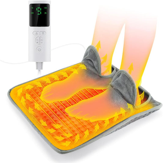 Electric Heated Foot Warmer for Men and Women, Heating Pad for Feet Electric Feet Warmer with LCD Display & 9 Temperature Setting, Heated Mat for Foot, Back, Lumbar and Full Body