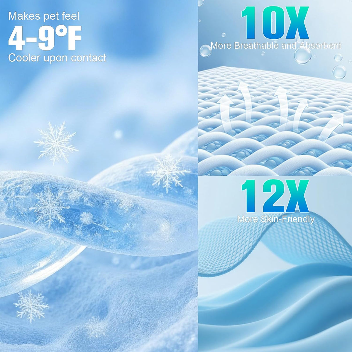 EXPAWLORER Dog Cooling Mat, Double-Sided Foldable Dog Bed for Dogs Cats Large Kitten, Pet Self Cooling Kennel for Summer, Blue Pad Coolings Dog Blanket for Crate Car Both Indoorand Outdoor Washable