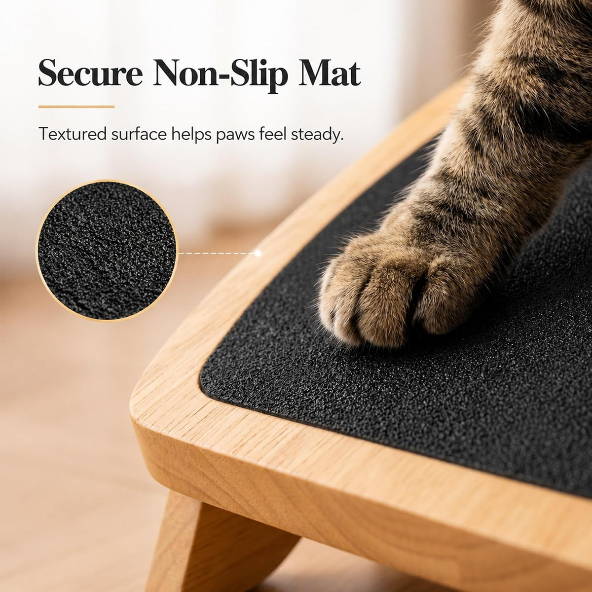 Wooden Litter Box Ramp, 4-Position Adjustable Cat Step for Automatic