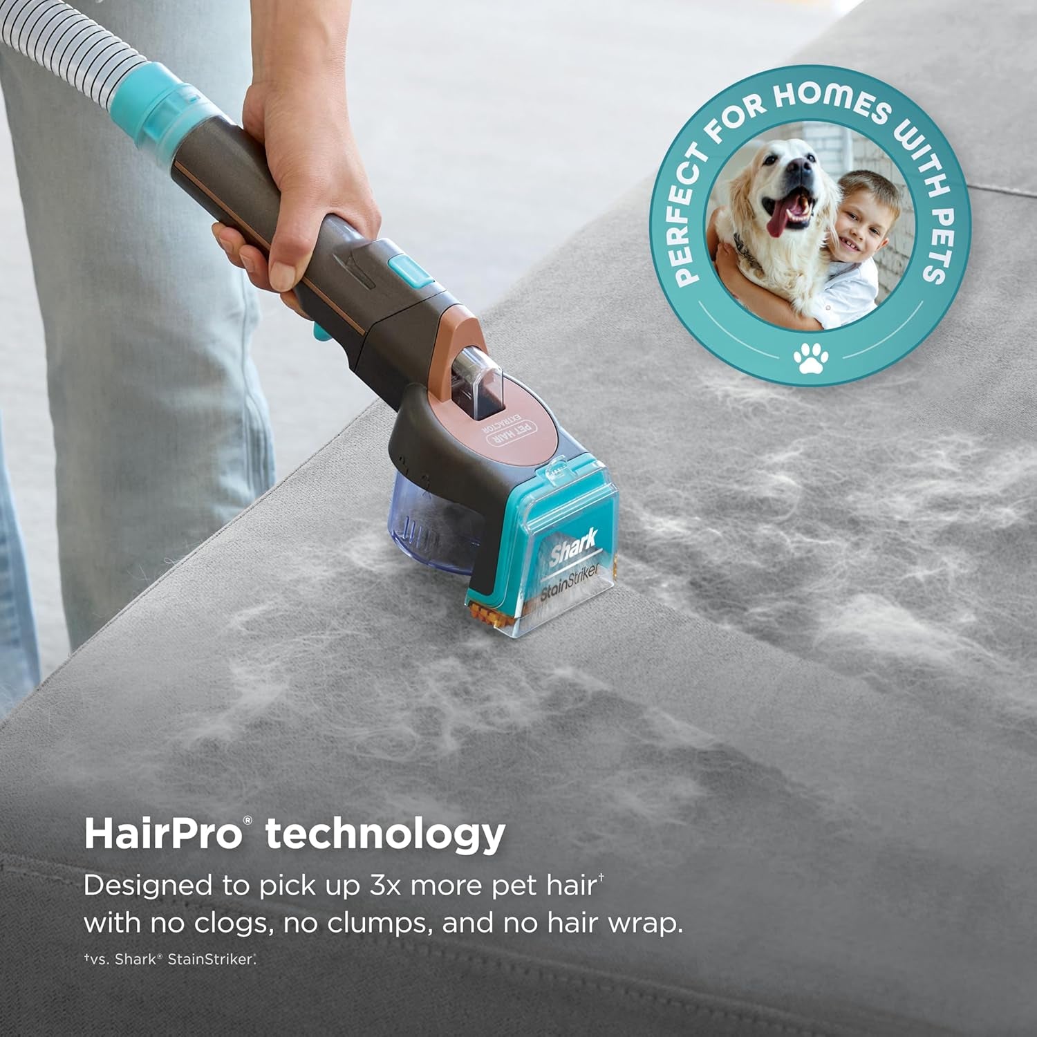 Shark Stainstriker Hairpro Portable Carpet, Upholstery and Area Rug Cleaner with Pet Mess and Hair Tools, Self Cleaning, Perfect for Car Interiors, 4 and Solution, Copper, PX251