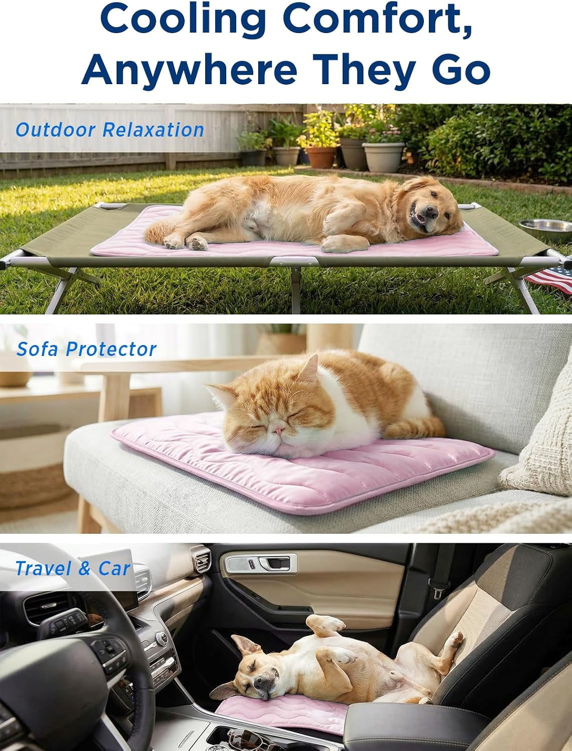 Furrybaby Dog Cooling Mat,Self Cooling Mat for Large Dogs& Cats,Pink