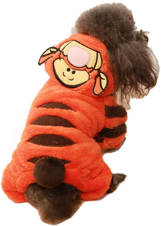 Tiger Dog Halloween Costumes - Pet Dog Costumes Cute & Funny Cosplay Clothes Coat Hoodie Jumpsuit Dress for Puppy to Large Dogs - Christmas Outfit Special Event Photo Props
