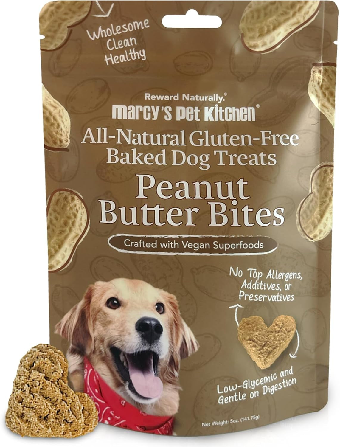 Marcy'S Pet Kitchen-Diabetic- All Natural, Crunchy, Peanut Butter Dog Treats - Vet Approved- No Preservatives-Vegan, Gluten Free, Human Grade - Crunchy-Made in the USA, Healthy Peanut Butter Treats