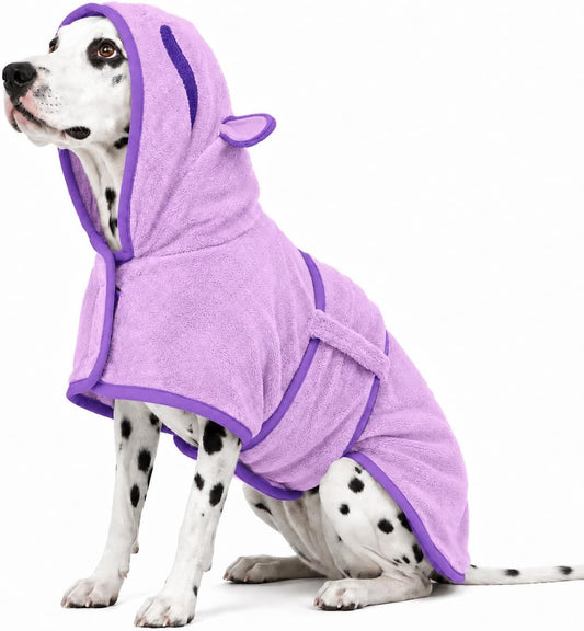 Dog Bathrobe, Fast Drying Coat,Super Absorbent Bath Towel Purple S
