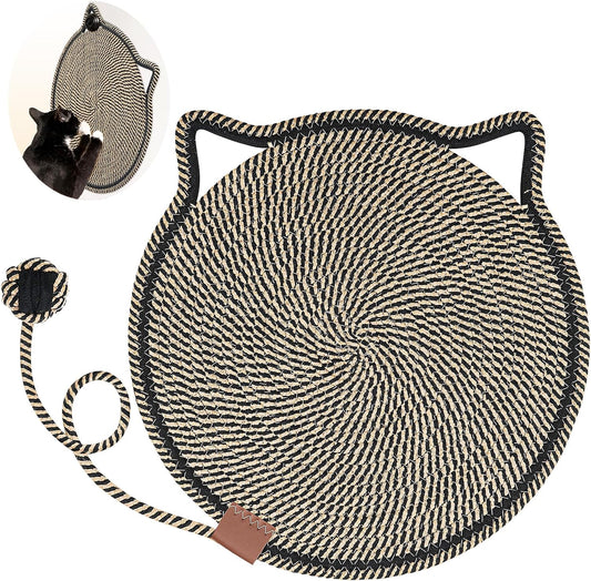 Cat Scratcher Mat, Natural Cotton Rope Cat Scratch Pad, 15.7'' round Horizontal Floor Cat Scratching Pads for Indoor Cats, Cat Furniture Protector for Wall, Couch, Carpets, Sofas