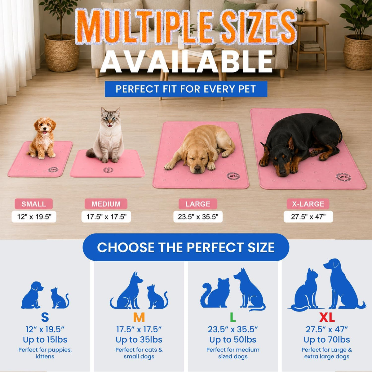 Pet Cooling Mat for Dogs and Cats, Pressure Activated Self Cooling Pad 17.5" X 17.5"