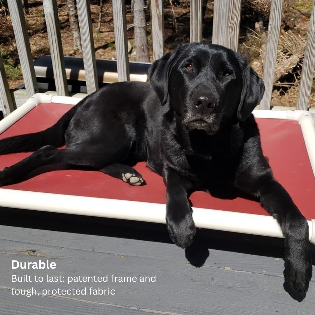 Kuranda Chewproof Elevated Pet Bed - Almond PVC - 35" X 23" - Cordura Nylon - Smoke
