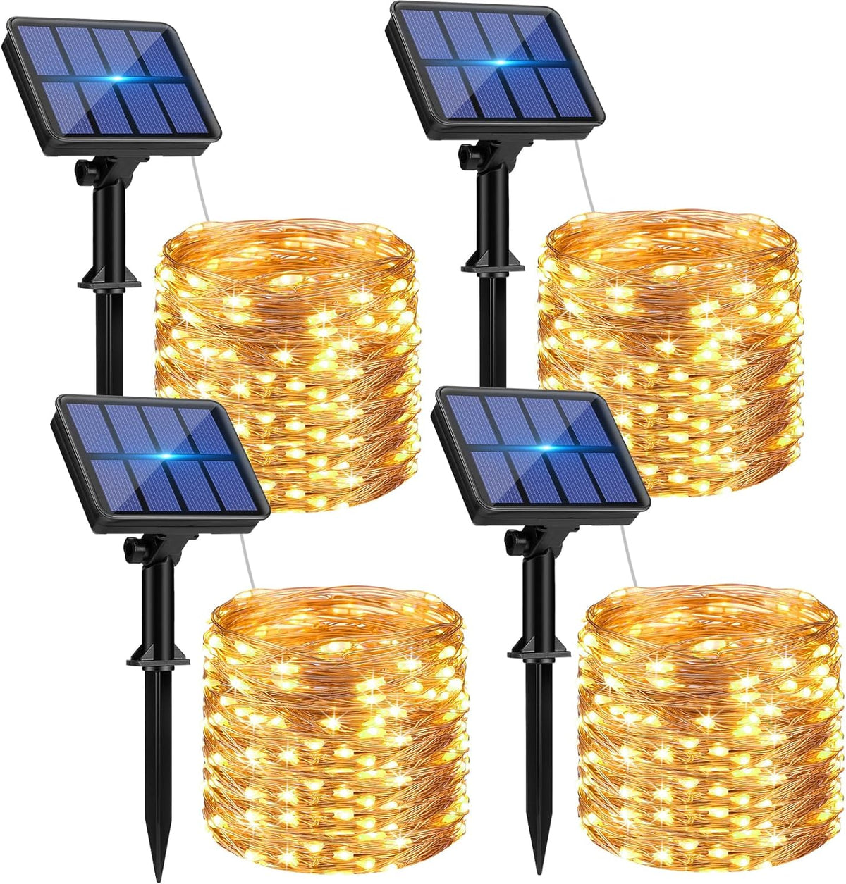 Btfarm 4 Pack Solar String Lights Outdoor, Total 132FT 320LED Fairy Lights