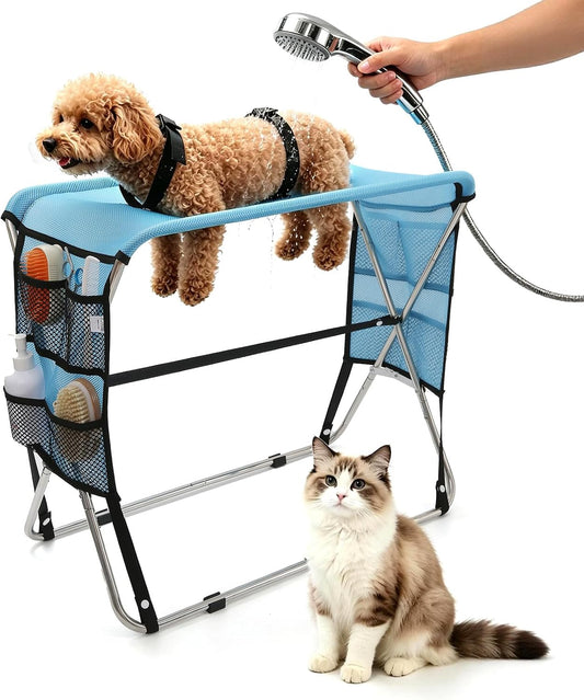 Dog Grooming Hammock with Stand for Small Dogs, Cats and Senior Pets