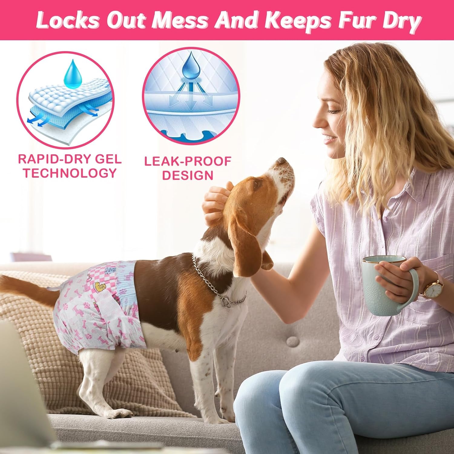 Dono Disposable Pet Diapers for Female Dogs Super Absorbent Soft Heating and Pee Puppy Diapers Female Liners, Including 20Pcs XXS Diapers for Dogs and Cats