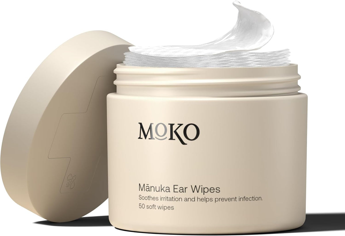 Moko Manuka Dog Ear Cleaner Wipes - Otic Cleanser for Dogs to Stop Ear Itching, and Infections with Aloe and Manuka Honey - 50 Count