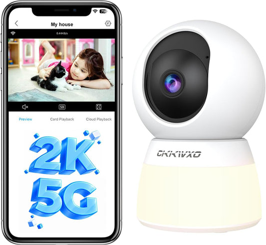 Indoor Security Camera,2K Home Security Camera with Night Light,5Ghz Wifi