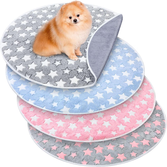 Hahafelt 4 Pcs round Dog Pee Pads, Washable Mats, Large Star, 32 Inches