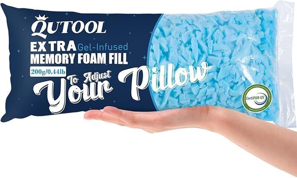 QUTOOL Blue Shredded Memory Foam Filling, 0.44 Lb for Pillows and Crafts