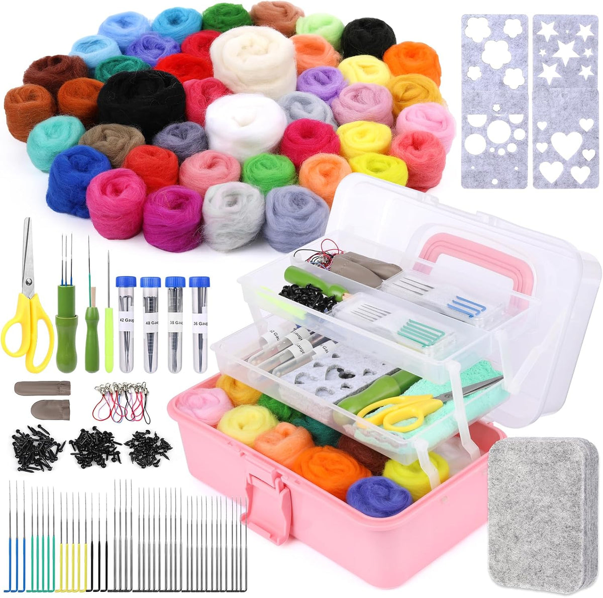 JUPEAN 221 Pcs Needle Felting Kits for Beginners Adults Wool Felting Kit