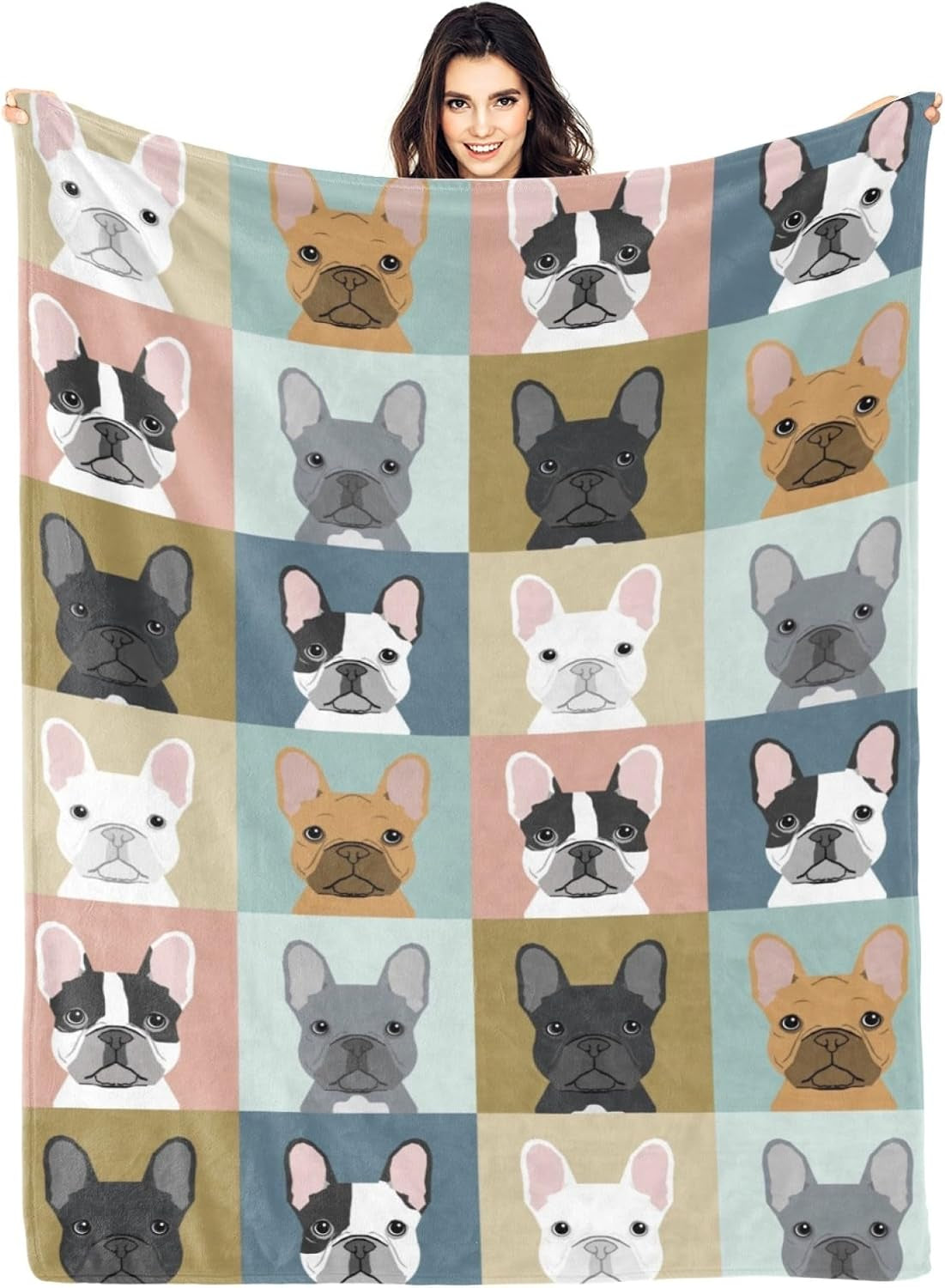 French Bulldog Blanket Gifts Super Soft Bulldog Dog Throw Blanket, Warm Cozy Fluffy Lightweight Blankets and Throws for Couch Sofa Bed 60"X50"