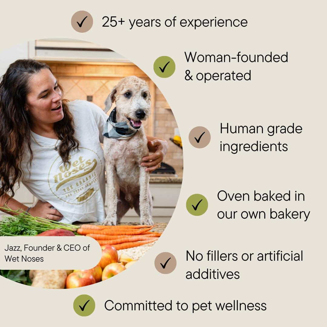 Wet Noses Organic Crunchy Dog Treats – for All Pet Sizes, Breeds – Senior Dog Snack – 100% Human-Grade – Delicious Chews for Dogs – Grain-Free Peanut Butter & Banana, 5 Lb. Package May Vary.