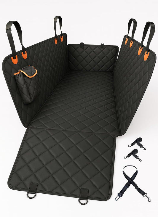 Fidozen Dog Car Seat Cover for Back Seat - 100% Waterproof 600D Heavy Duty Dog Hammock for Car, Truck & SUV Universal Fit Non-Slip Rear Seat Protector, Pet Backseat Cover Machine Washable
