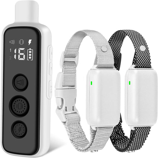 Bousnic Dog Shock Collar for 2 Dogs - (8-120Lbs) Waterproof Rechargeable Electric Dog Training Collar with Remote for Small Medium Large Dogs with Beep Vibration Safe Shock Modes(Grey)