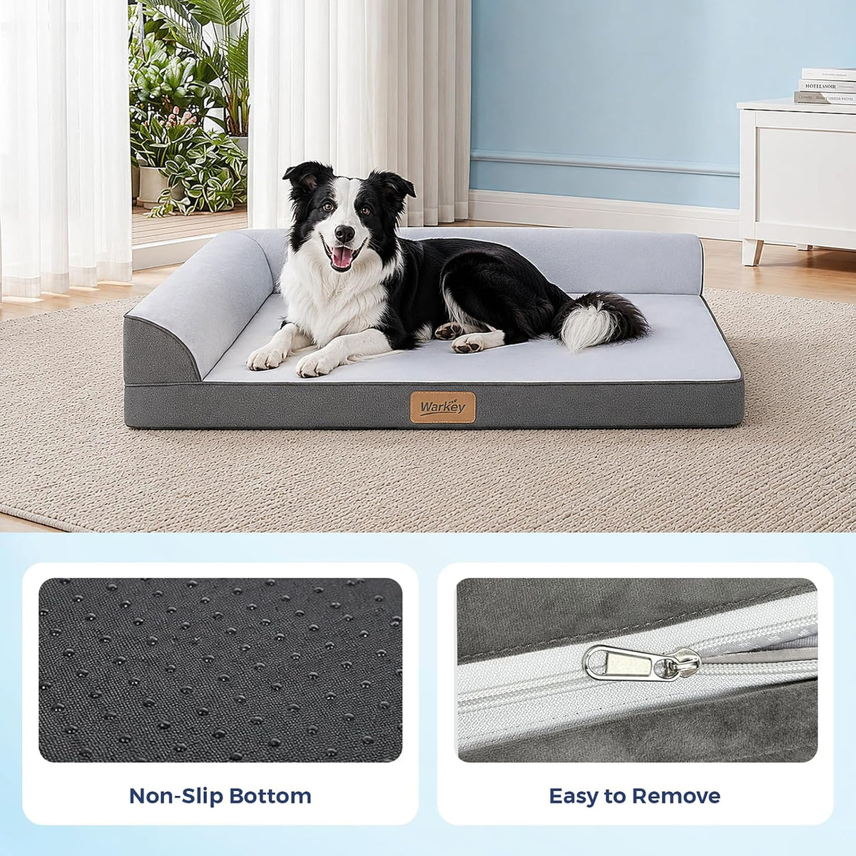 Cooling Dog Bed for Large Dogs, Orthopedic Dog Bed with Cooling Gel Mat, Removable Washable Cover, Waterproof Lining, Non-Slip Bottom, Summer Pet Bed for Sleeping, Size:40"*32"*8"