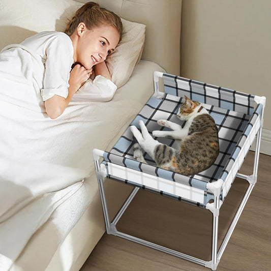 Bedside Cosleeper Dog Bed with Guardrail, 3-Fence Height Elevated Bed Dog