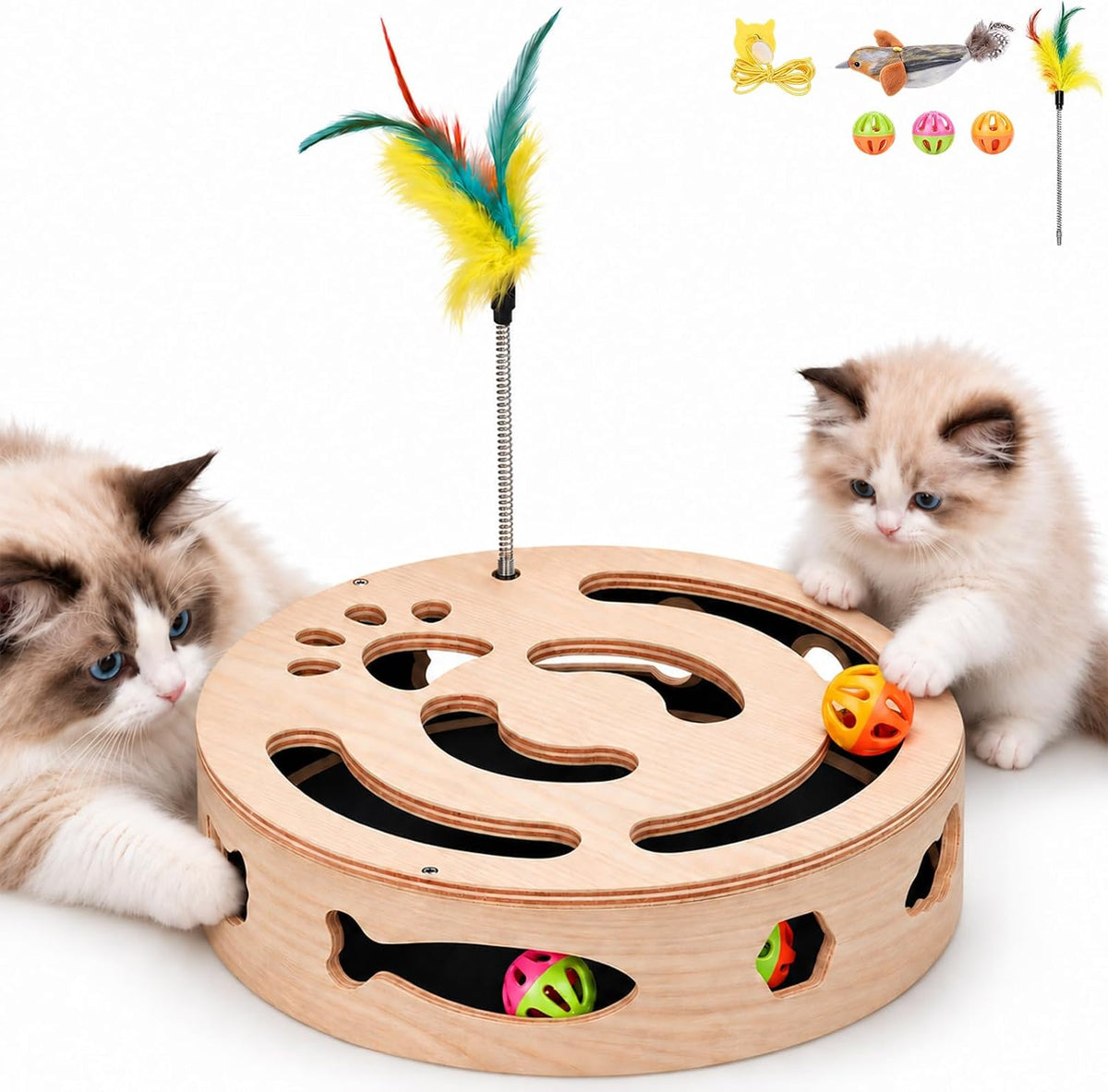 Cat Nail File Scratcher Scratch Box & Claw Care Board, round Wooden