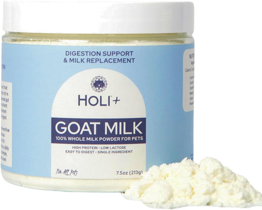HOLI Goat Milk Powder - Dog Milk Replacer for Puppies, Adults, and Seniors. Whole Goat Milk Rich in Mcts for Activity Support and Muscle Recovery - Supports Digestion and Immune Health, 7.5 Ounce