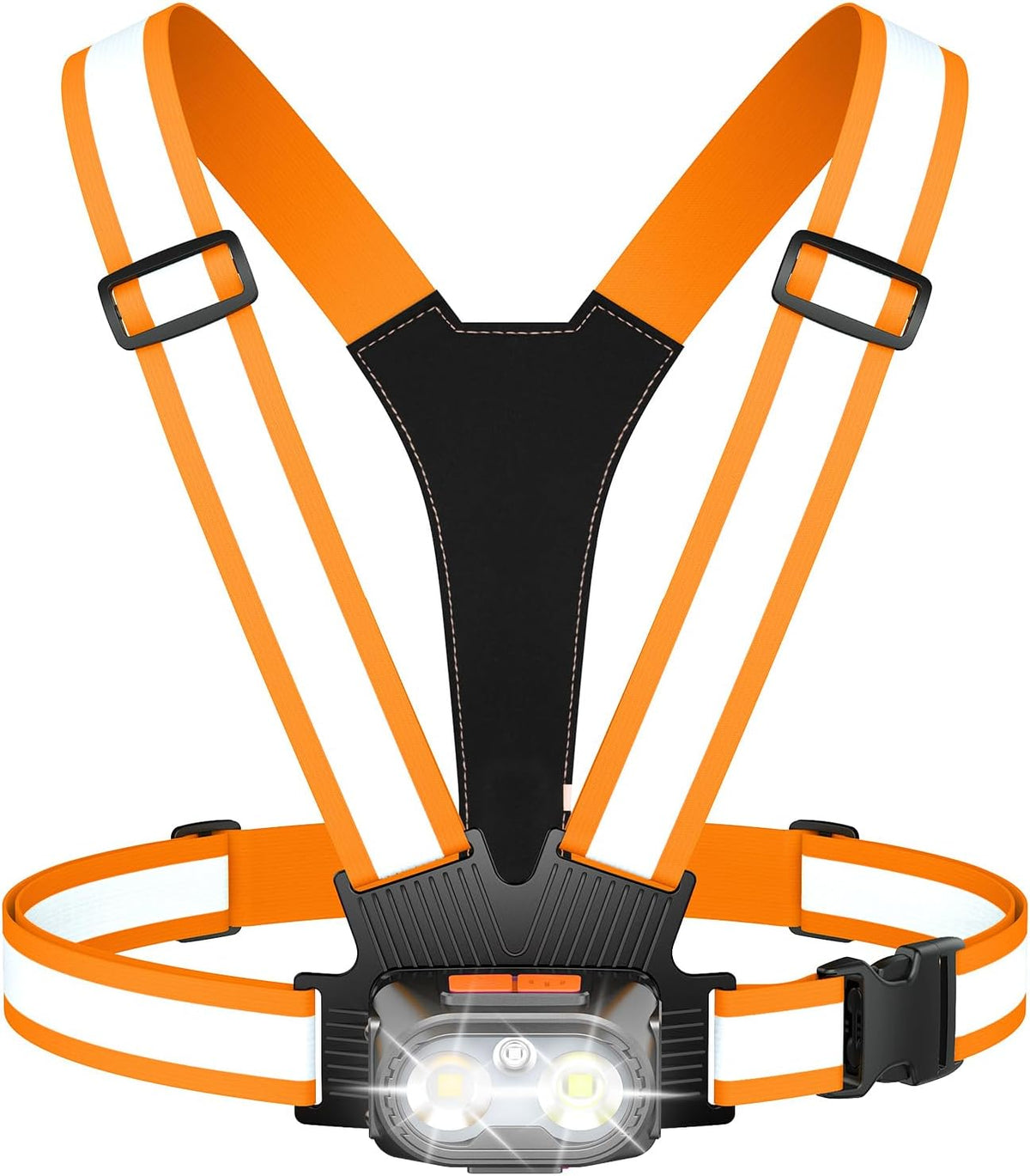500LM Running Lights for Runners, 360° LED Reflective Running Vest with Chest Light, 45° Adjustable Tilt, 5+3 Light Modes, Motion Sensor, IPX4 Waterproof for Night Walking/Cycling/Jogging