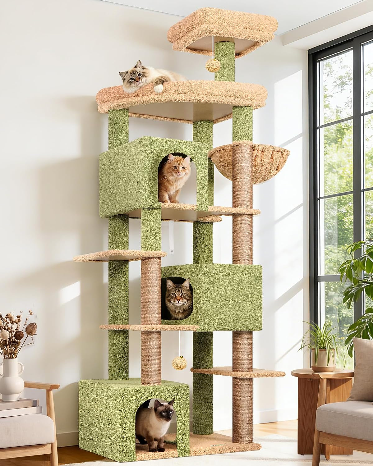 Globlazer Cactus Large Cat Tree for Large Cats, Tall Sturdy Cat Tower, S80