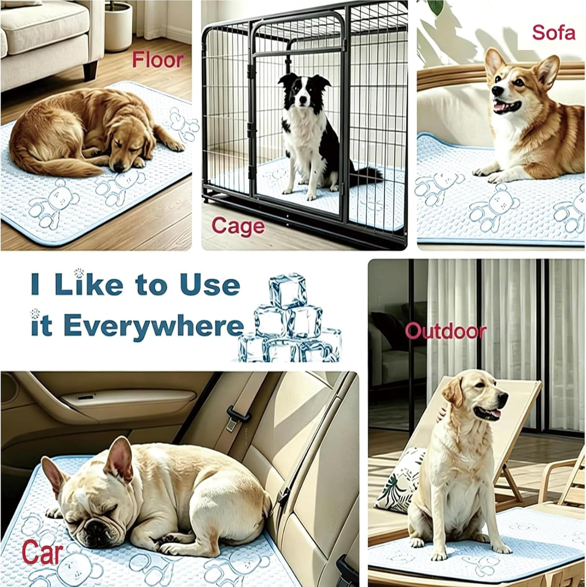 YOFANG Dog Cooling Mat 40"X28",2-In-1 Self Cool & Warm Dog Blanket