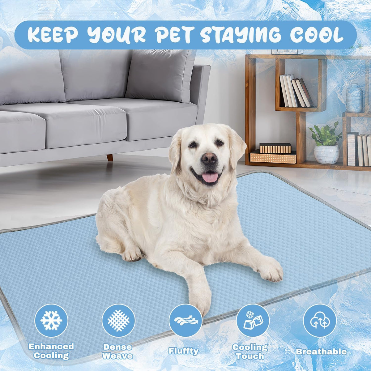 Buvlnee Summer Dog Cooling Mat, Washable Ice Silk Self Cool Pad for Small Medium Large Dogs and Cats, 24X18In Pet Sleeping Pad for Crate, Bed, Indoor & Outdoor Floor, Car Seats