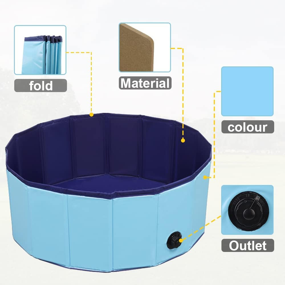 Dog Pool Foldable Pet Pool Dog Swimming Pool Pet Swimming Pool PVC Non-Slip for All Kinds of Pets (32X8In)