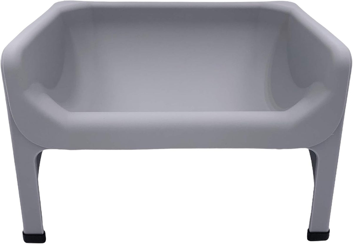 Fluff Trough Elevated Dog and CAT Feeder, Gray, X-Large