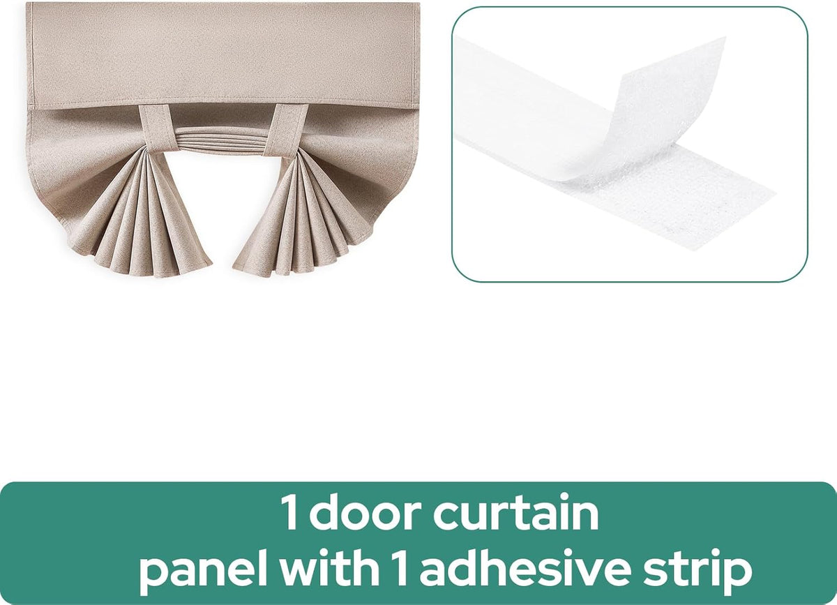 HOMEIDEAS 100% Blackout Linen Door Curtains for French Door 26X68 Inch