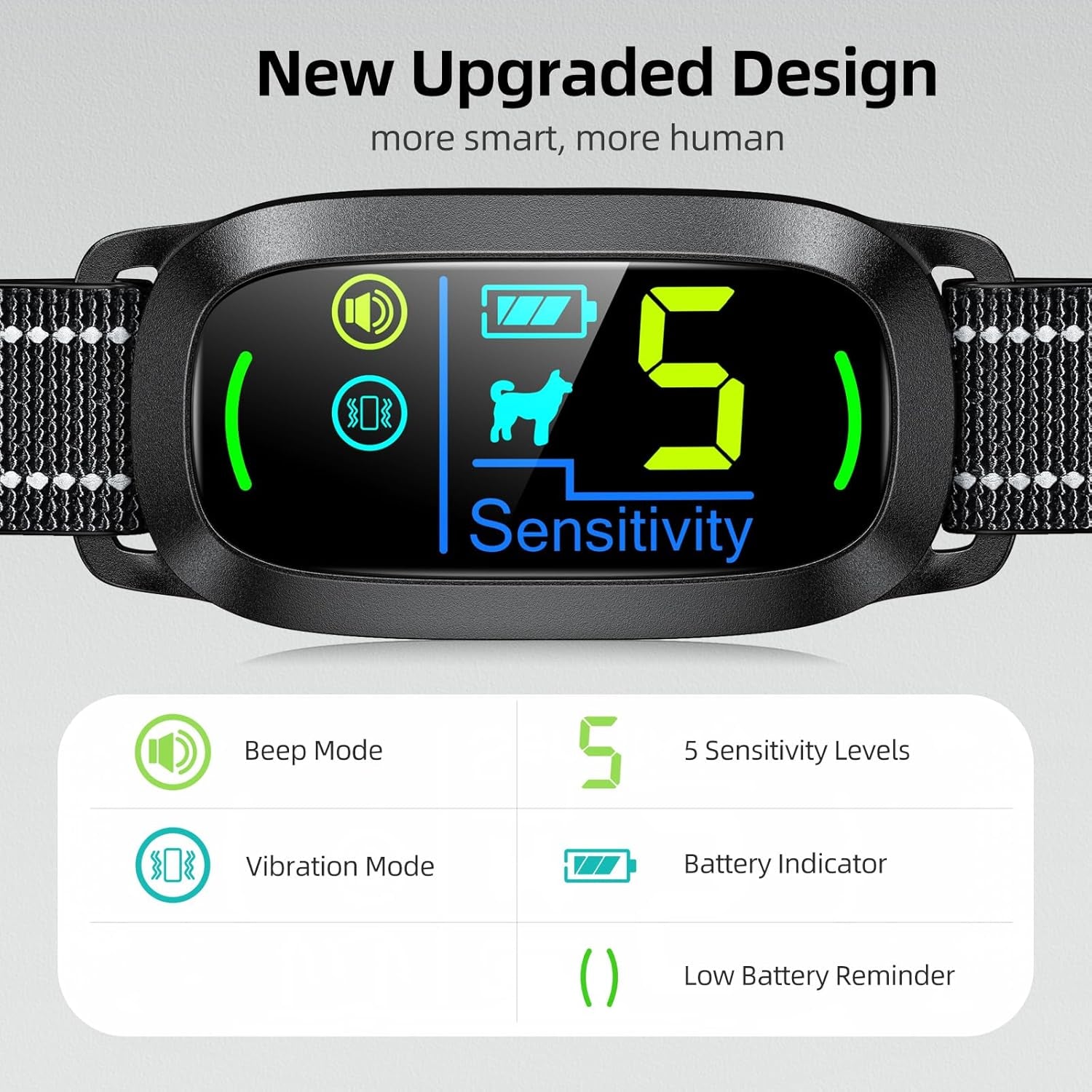 FAFAFROG Dog Bark Collar, Rechargeable Smart Collar, anti Barking Training Collar with 5 Adjustable Sensitivity Beep Vibration, Bark Collar for Large Medium Small Dogs (Black)