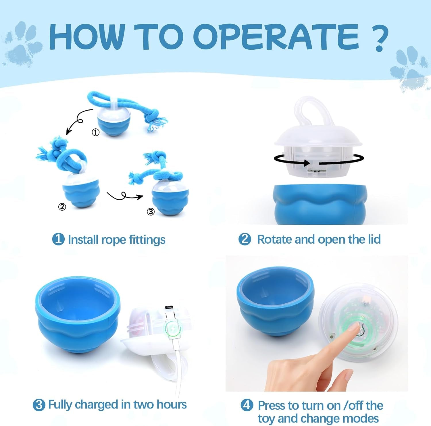 Goosheep 2026 New Interactive Dog Toys, Automatic Moving Dog Ball for Medium/Large Dogs, Interactive Smart Rolling Dogs Toy Ball with Light up to Keep Them Busy(Blue)