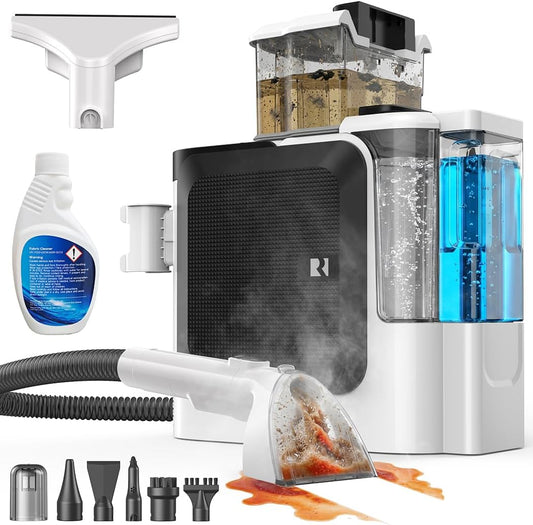 32000PA Steam Cleaner Carpet Cleaner 1800W Machine Upholstery Shampooer Couch Cleaner Portable Vacuum Rug Sofa Car Seat Fabric Mattress Pet Spot Extractor for Home