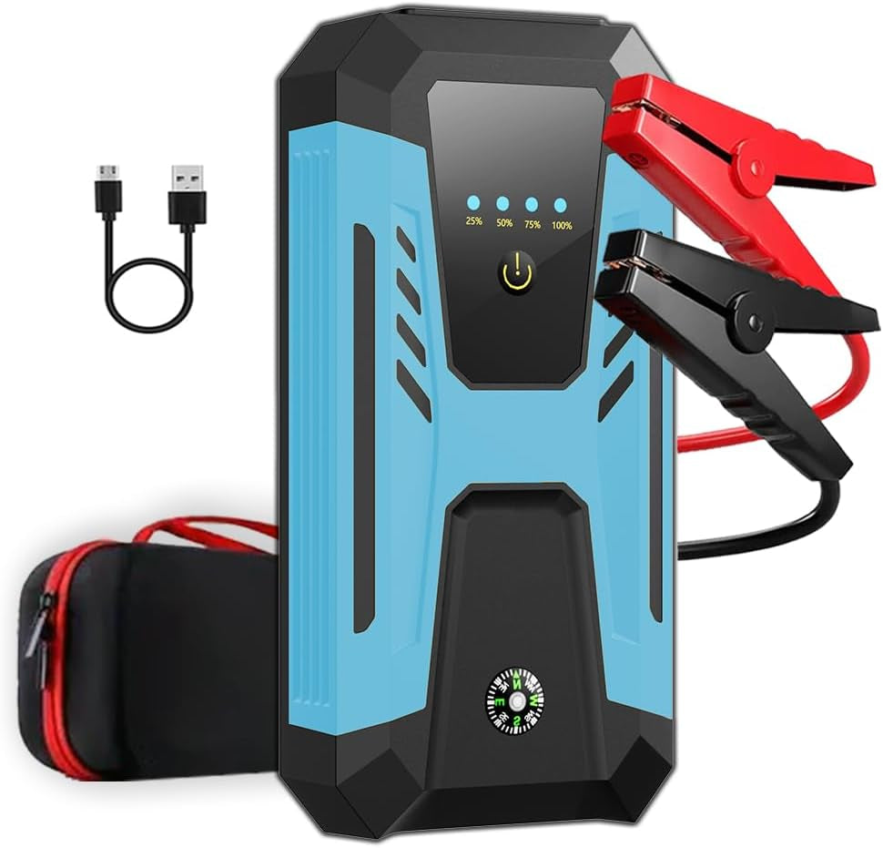 12V Jump Starter for 10.0L Gas/8.0L Diesel, 6000A Peak Car Battery Jumper Starter Portable, IP66 Waterproof Jump Box with Emergency Light and Storage Case
