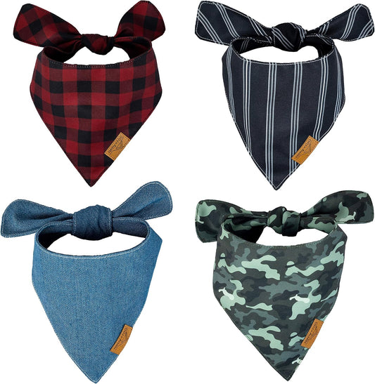 Remy+Roo Timeless Dog Bandanas X-Large - 4 Pack - Plaid