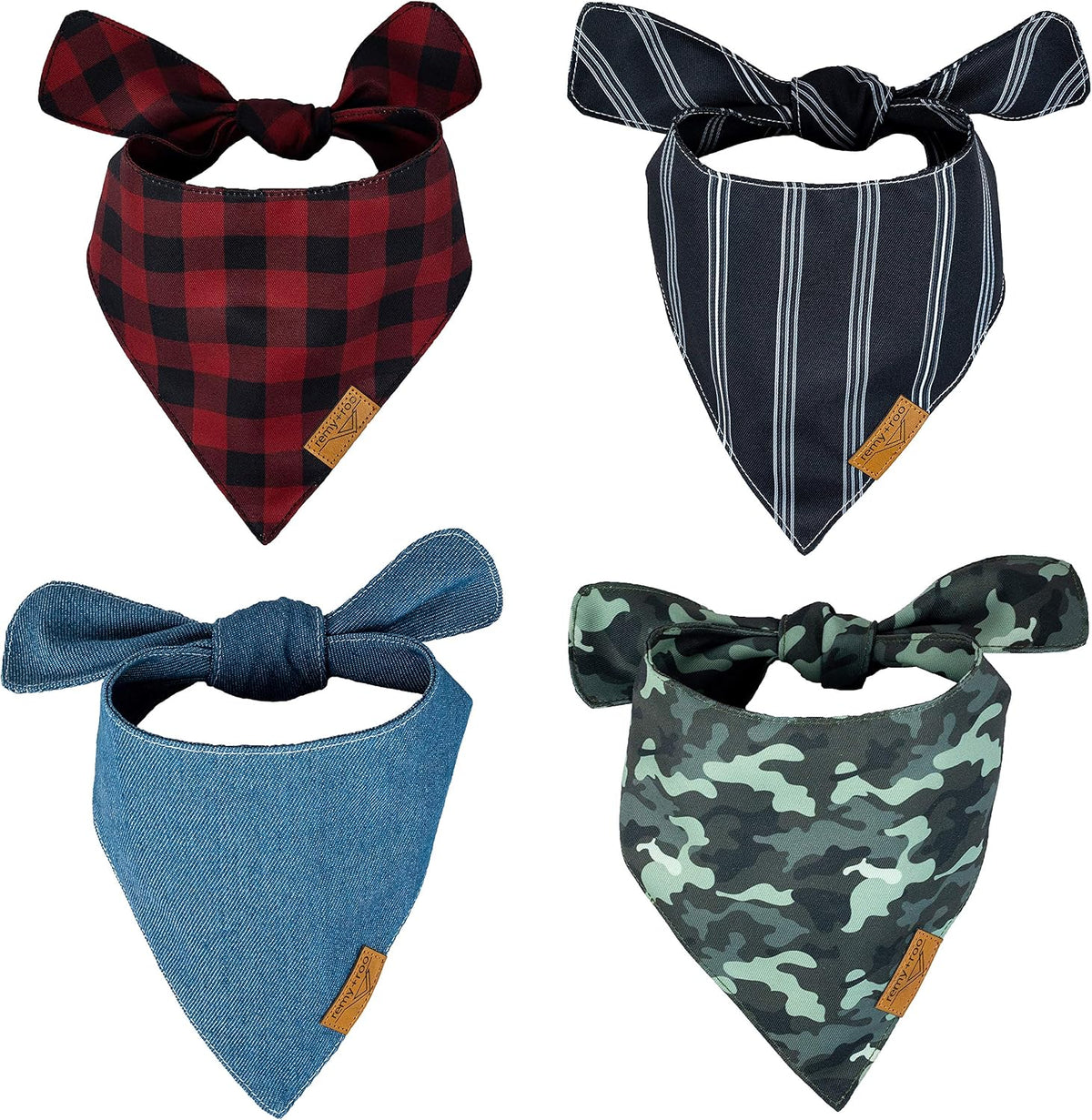 Remy+Roo Timeless Dog Bandanas Large - 4 Pack - Plaid