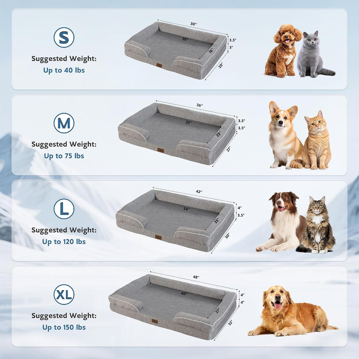 Cooling Dog Bed,Dual-Cooling Design,Q-Max >0.4 Cool Pet Beds for Large Dogs