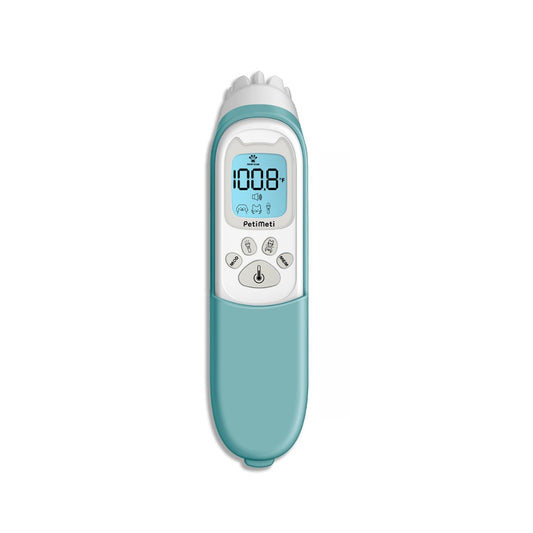 Smart Pet Thermo Comb - Non-Invasive Digital Pet Thermometer for Dogs & Cats, Oral/Rectal/Surface Scanning for Accurate Core Temperature Detection with Silicone Cover (Teal)