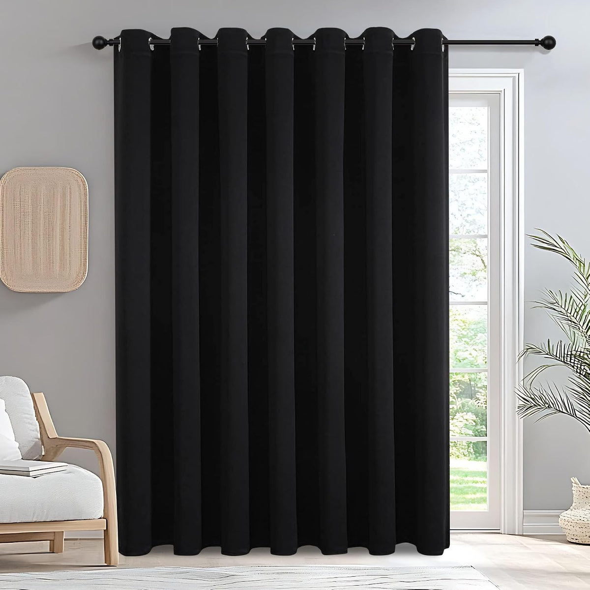 IGEMAEVE Blackout Curtains for Living Room Black 100" W X 84" L